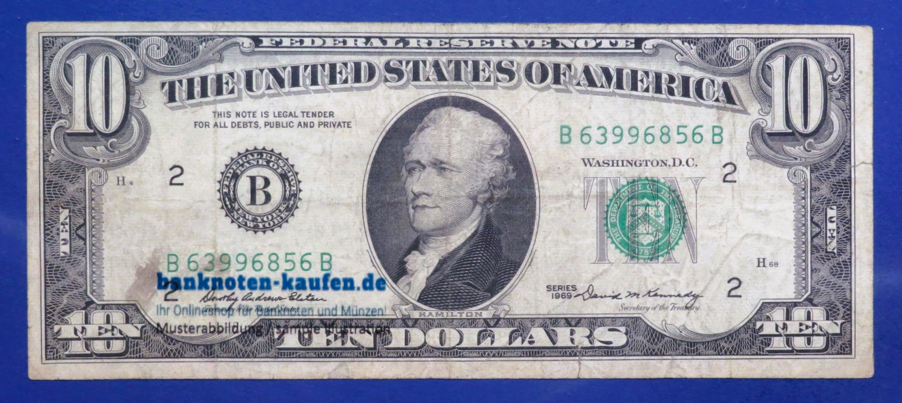 United States of America, 10 Dollars, 1969, circulated (USED / F), P-451a