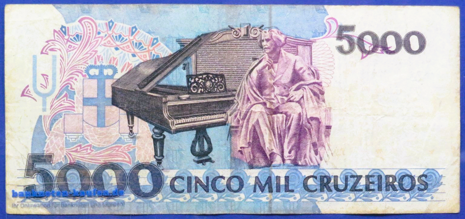 Brasilien, 5.000 Cruzeiros, ND (1990-93), gebraucht (USED / F), P-232b