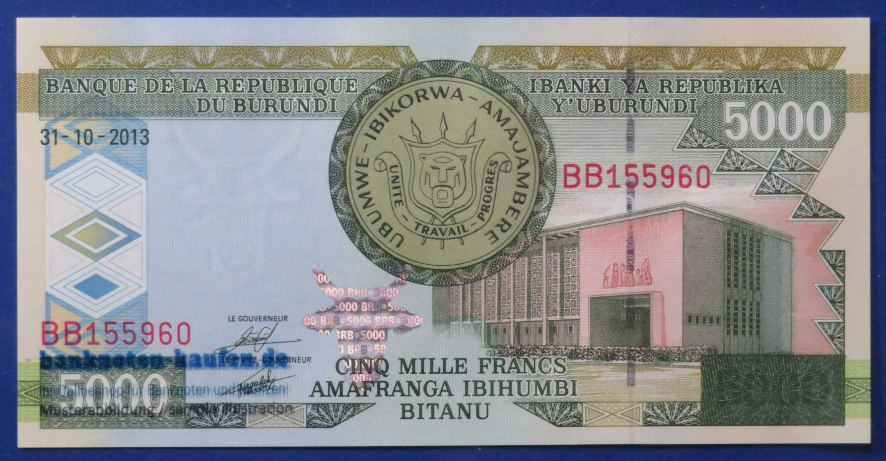 Burundi - 5,000 Francs, 2013, uncirculated (UNC), P-48c 