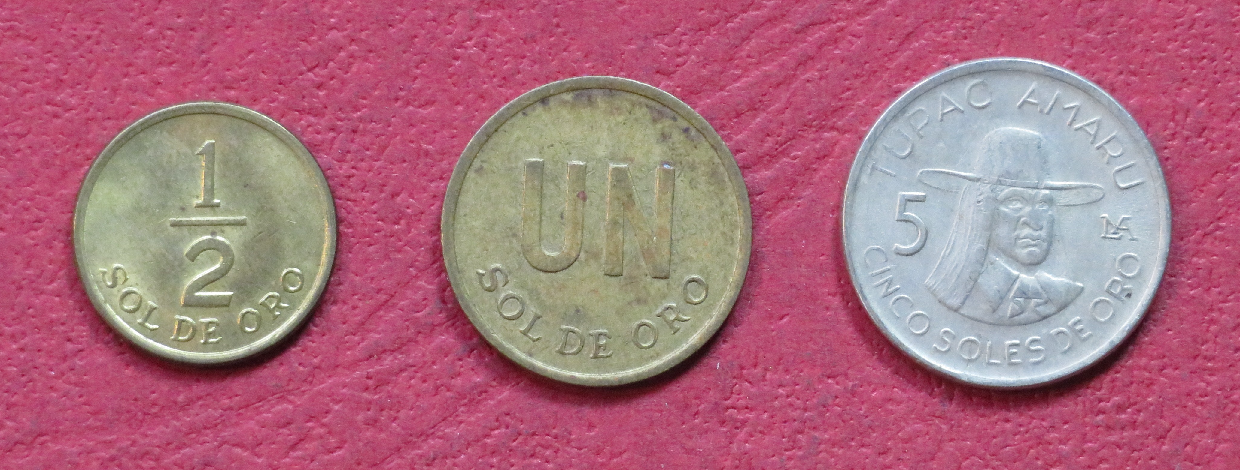 Peru - Set 7: set of 3 coins, 0,5-5 Soles, 1975-1977, USED