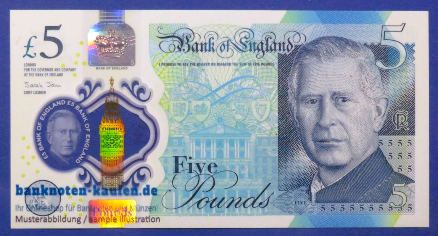 Great Britain, 5 Pounds, 2023, uncirculated (UNC), Polymer,  King Charles III 