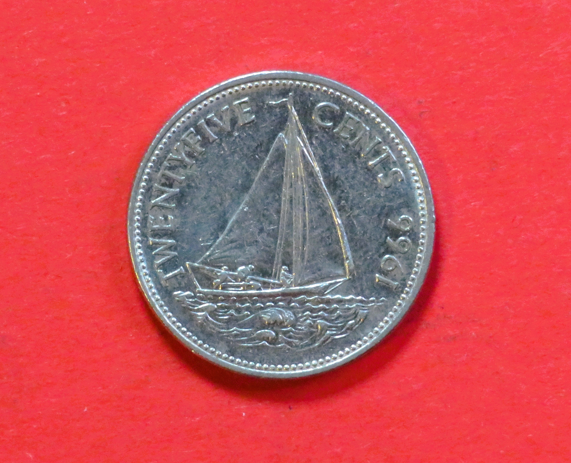 Bahamas: 25 Cents, 1966-1970, circulated (USED / vf)