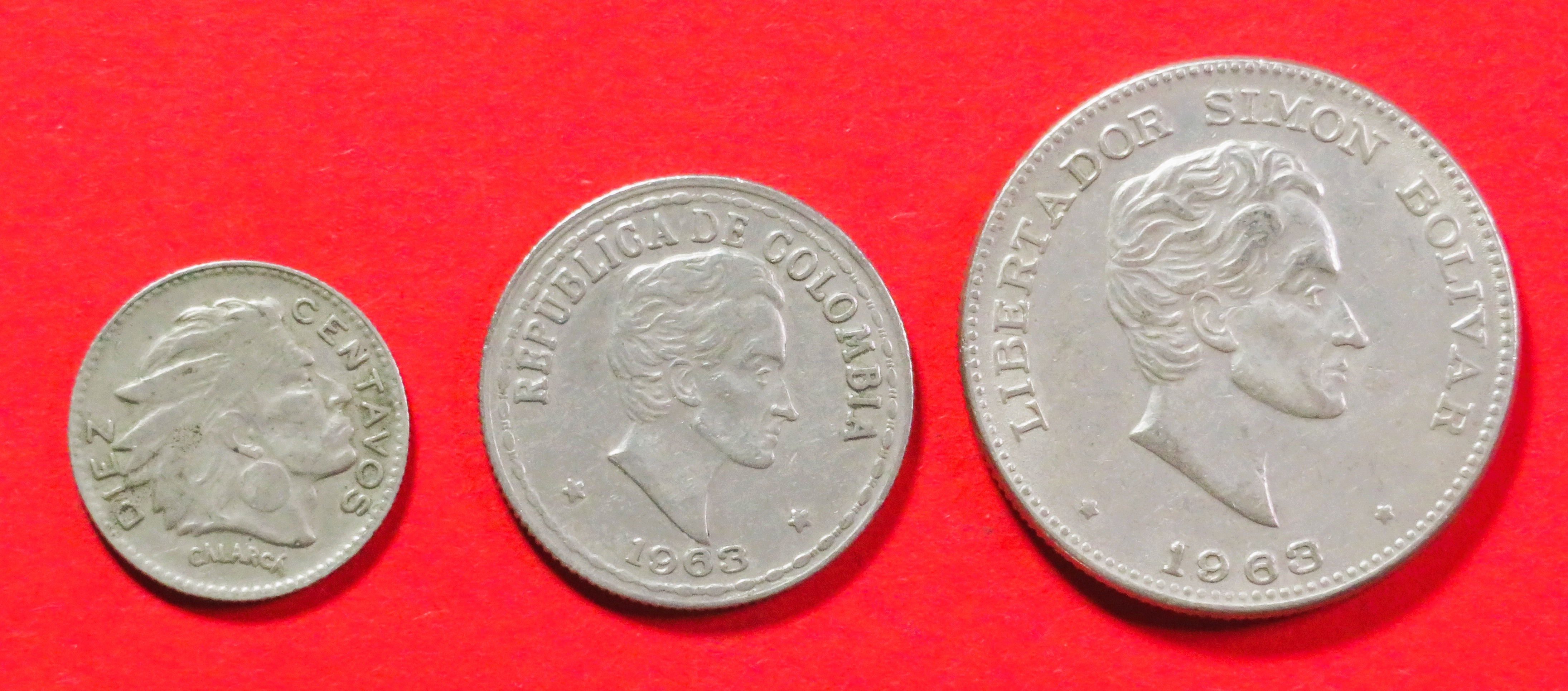 Kolumbien - Set 2:  10/20/50 Centavos, 1952-1966, gebraucht (used / ss), # 34/40/41