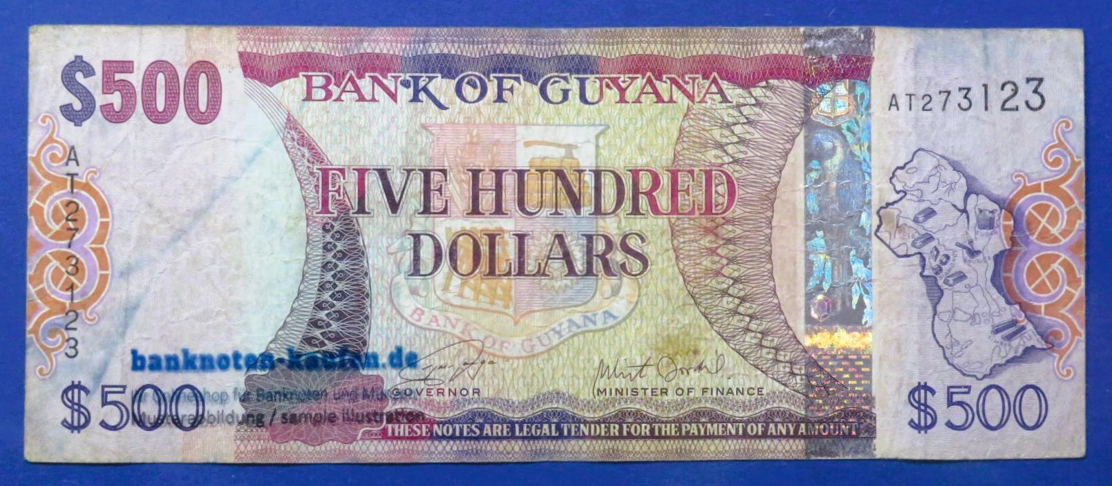 Guyana, 500 Dollars, 2011ND, circulated (USED / VG), P-37