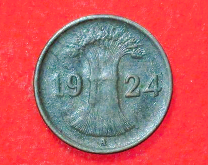 Deutsches Reich: 1 Rentenpfennig, 1923-1925, gebraucht (used / ss), # 29