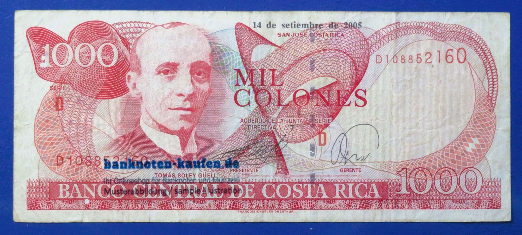 Costa Rica - 1,000 Colones, 2005, circulated (USED / VF), P-264f