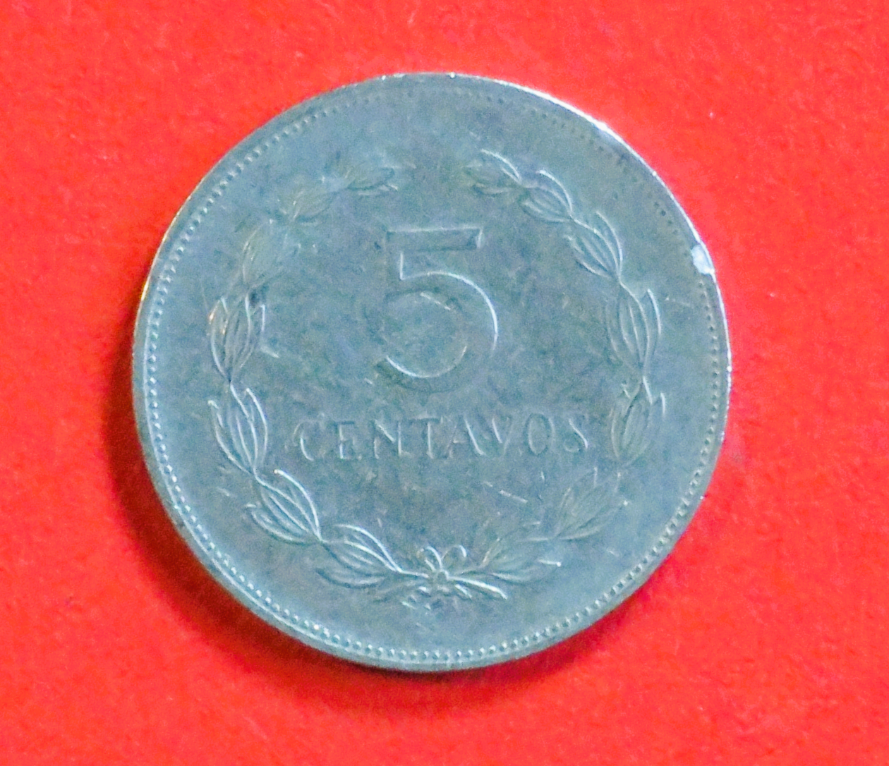 El Salvador: 5 Centavos, 1987, gebraucht (used / ss), # 44