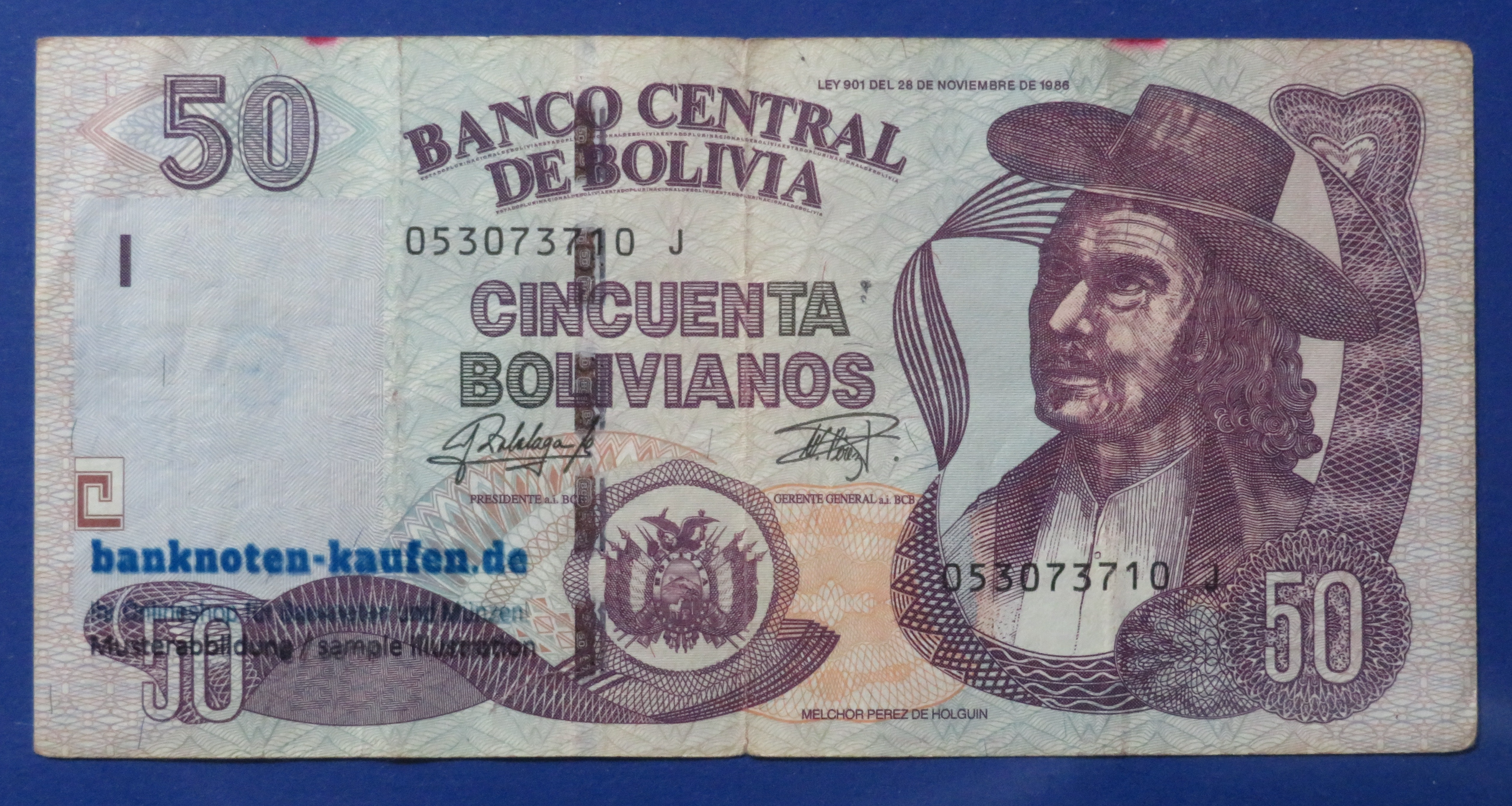 Bolivia, 50 Bolivianos, L. 1986, circulated (USED/ VF), P-245