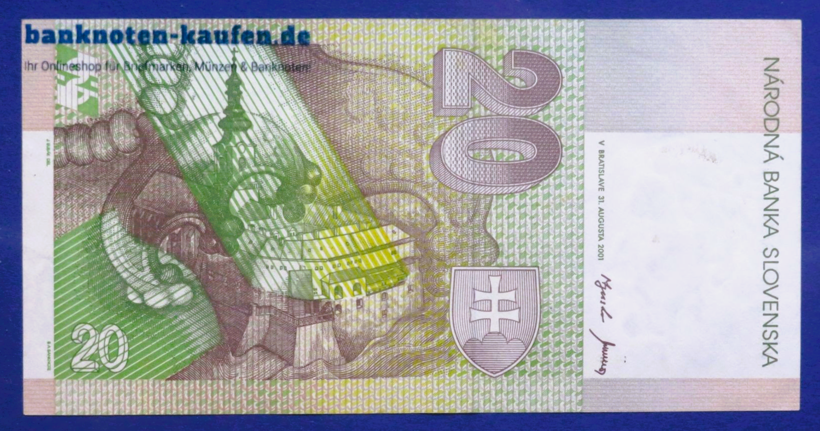 Slowakei, 20 Korun, 2001, gebraucht (USED / VF+), P-20e