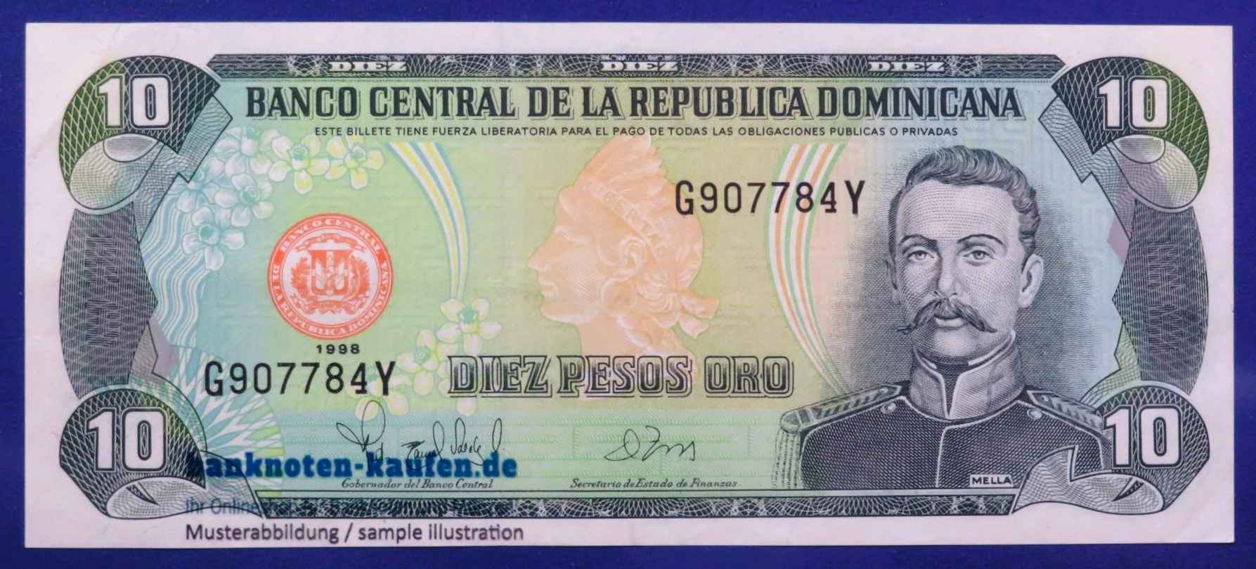 Dominican Republic, 10 Pesos oro, 1998, circulated (USED / XF-), P-153