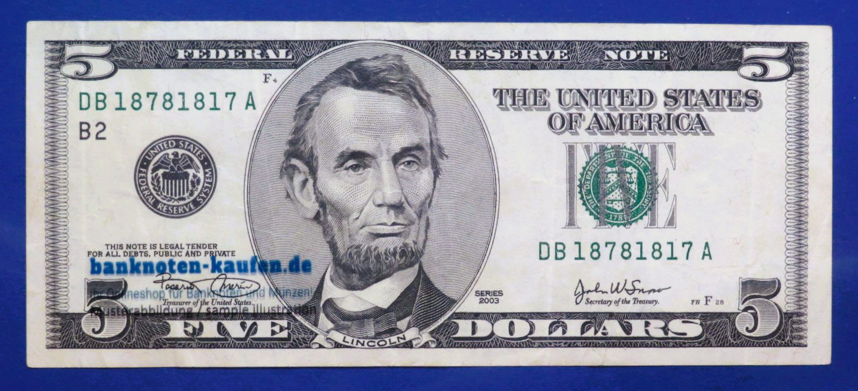 United States of America, 5 Dollars, 2003, circulated (USED / VF), P-517a