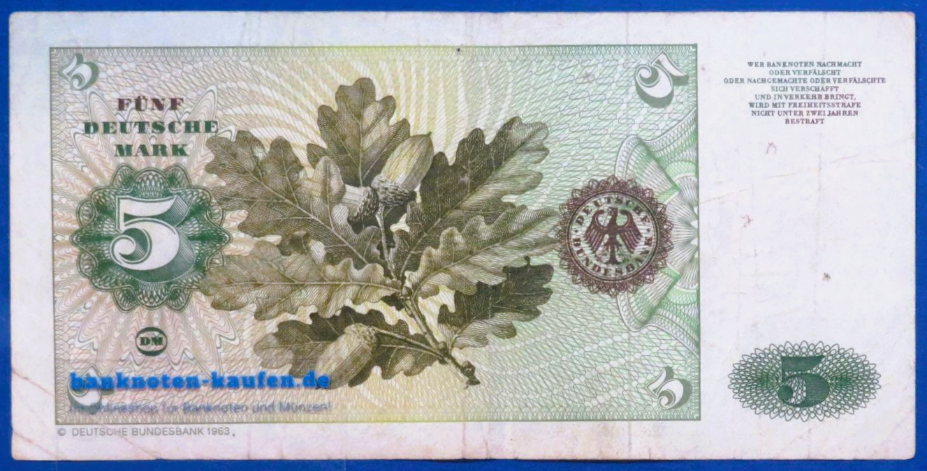Bundesrepublik Deutschland, 5 Deutsche Mark, 1980, gebraucht (USED/  F),  P-30b