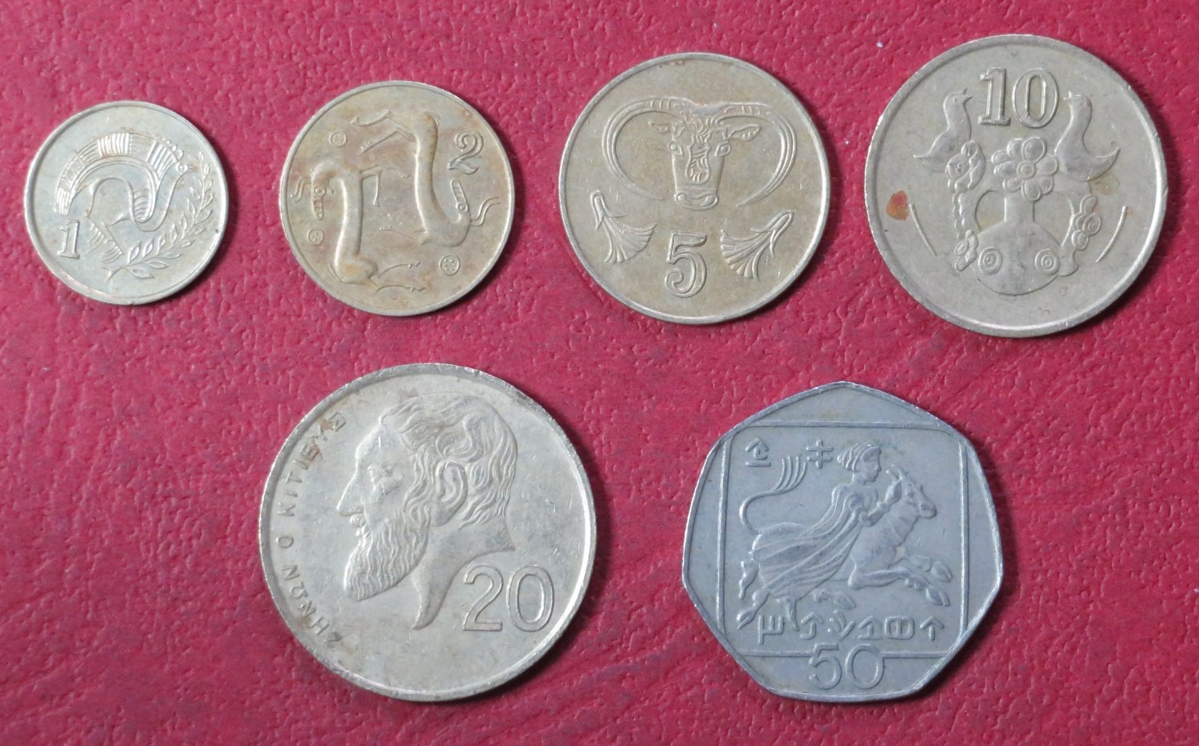 Cyprus Set 4:  6 coins, 1-50 Cents, 1991-2004, circulated (USED)      