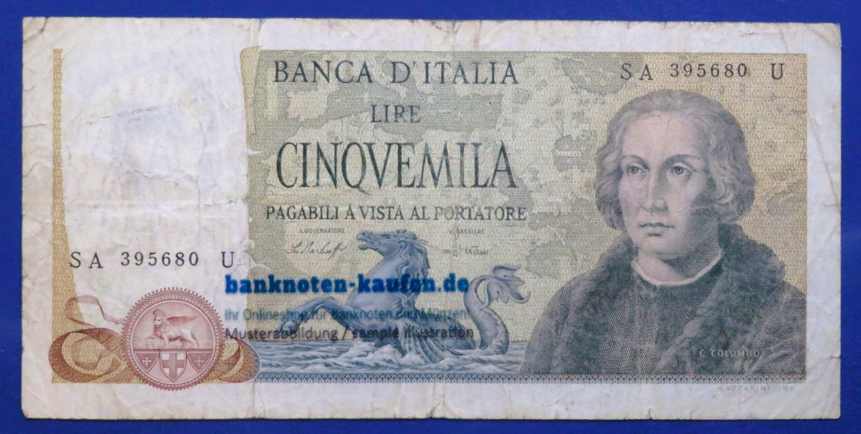 Italien, 5.000 Lire, 1977, gebraucht (USED / F), P-102c