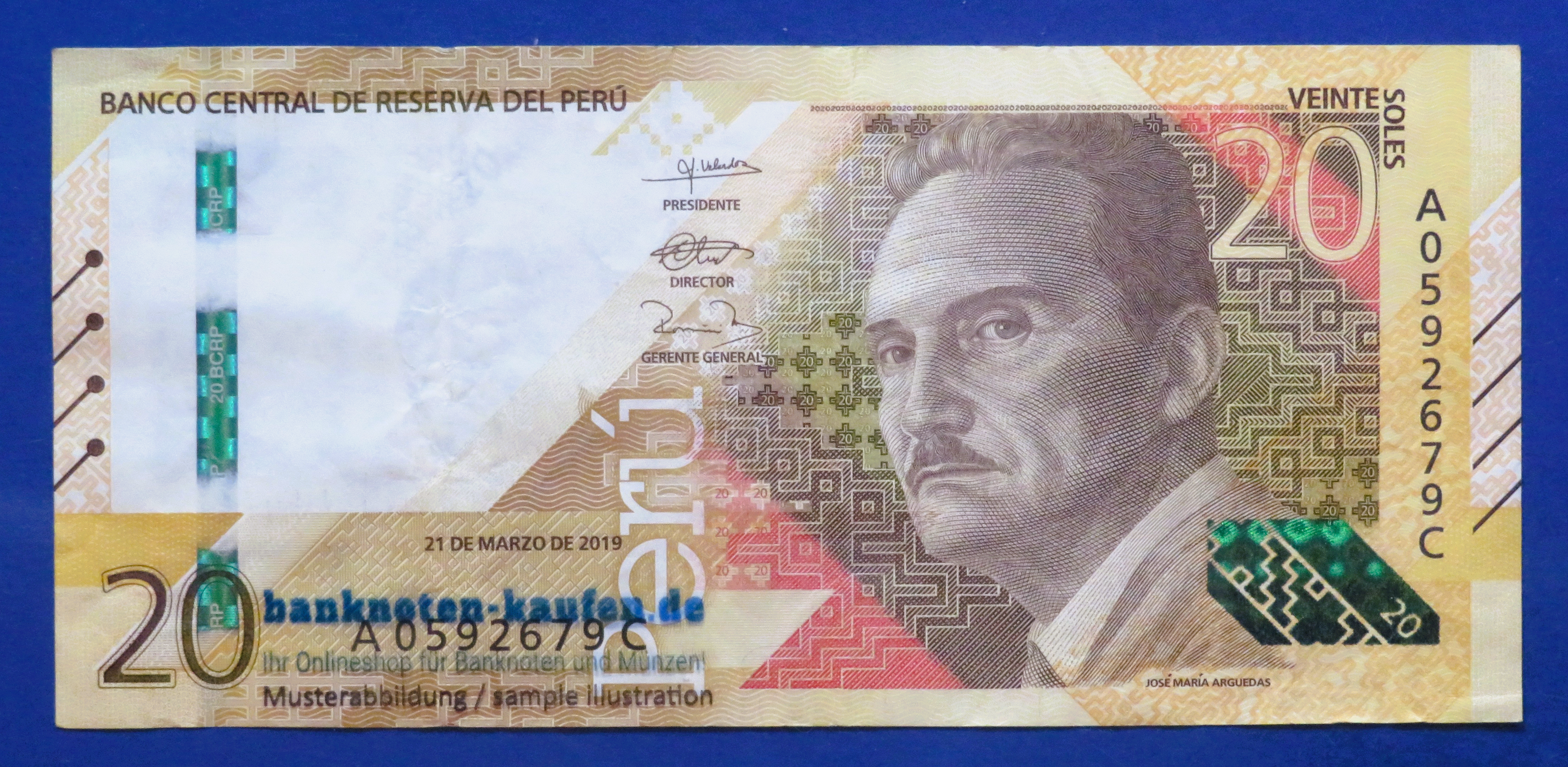 Peru, 20 Soles, 2019, circulated (USED / VF), P-197