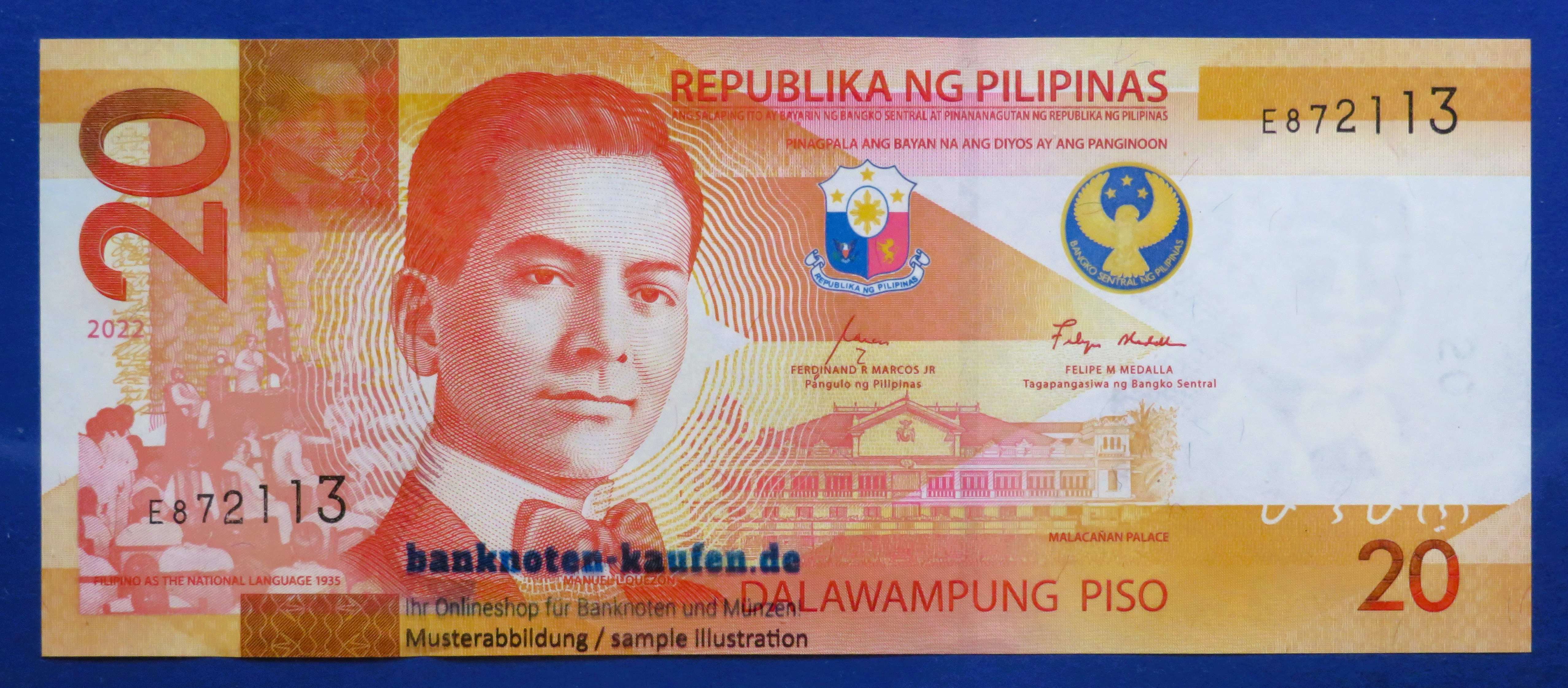 Philippinen, 20 Piso, 2022, fast kassenfrisch (AU), P-230