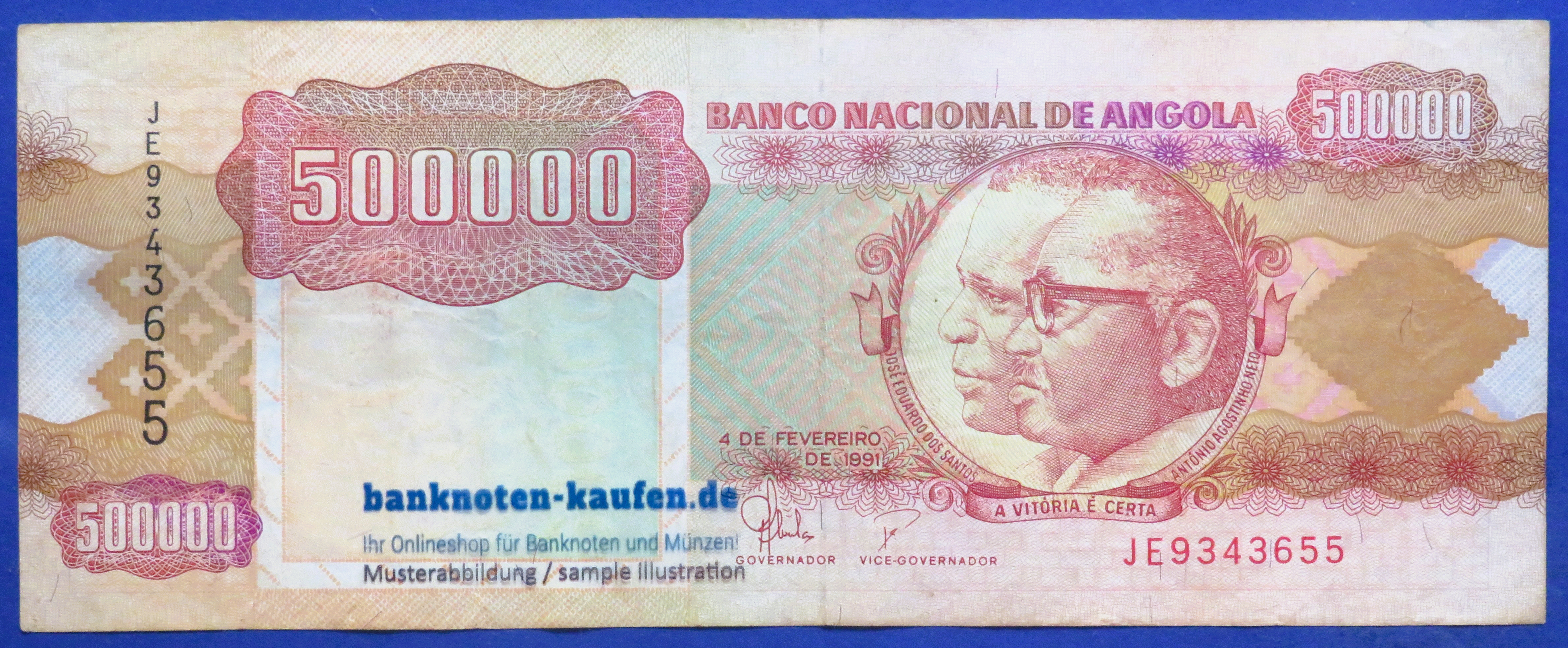 Angola, 500.000 Kwanzas, 1991, gebraucht (USED/ VF), P-134