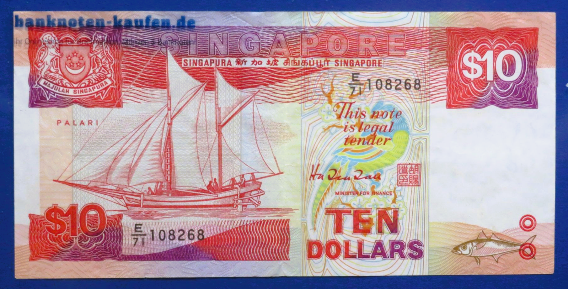 Singapore, 10 Dollars, 1988ND, circulated (USED / F), P-20