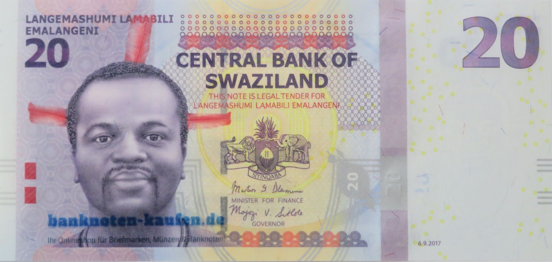 Swaziland, 20 Emalangeni, 2017, uncirculated (UNC)  P-37c
