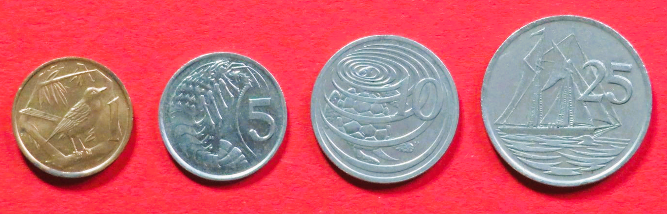 Cayman Island - Set 1:  1/5/10/25 Cents, 1987-1990, circulated (used / vf), # 86-89