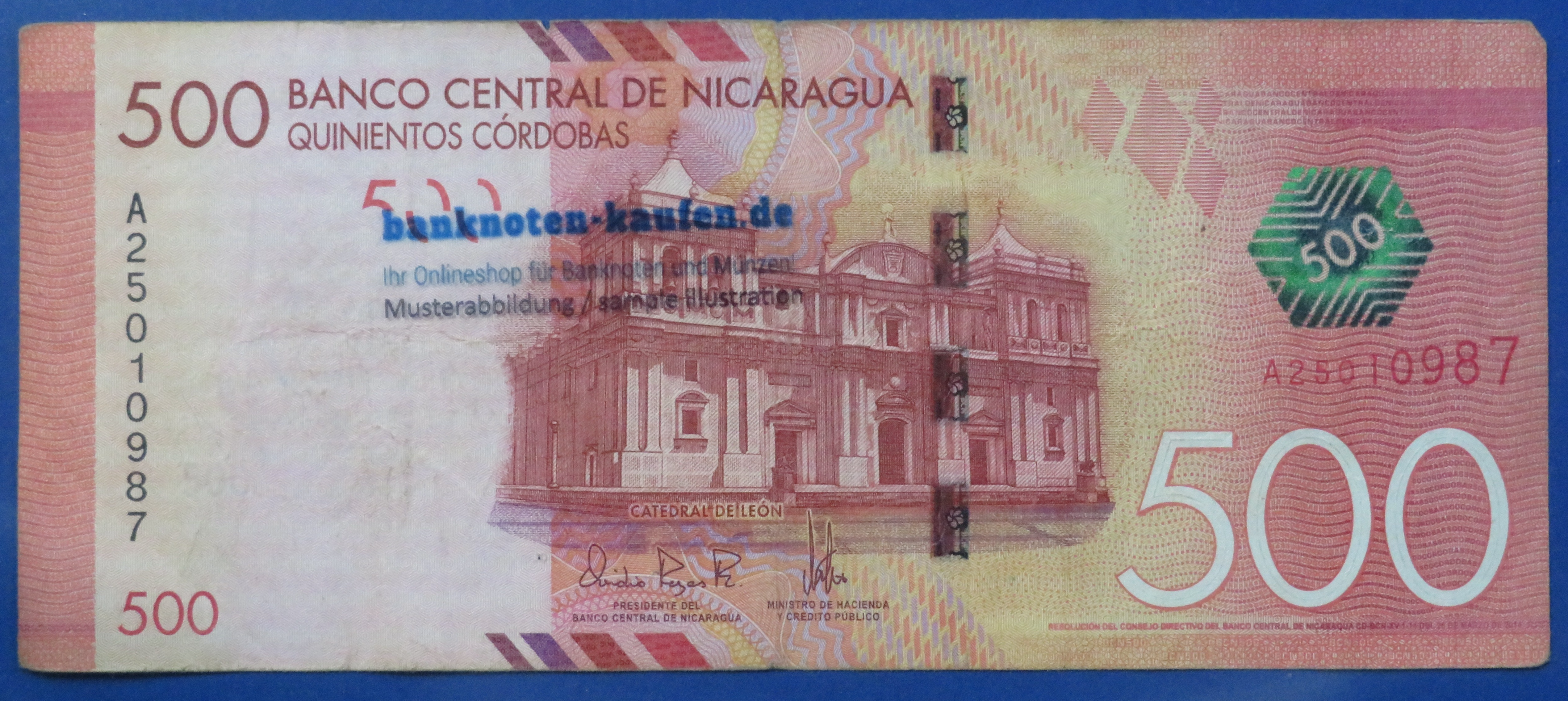 Nicaragua, 500 Cordobas, 2014, circulated (USED / F-VF)