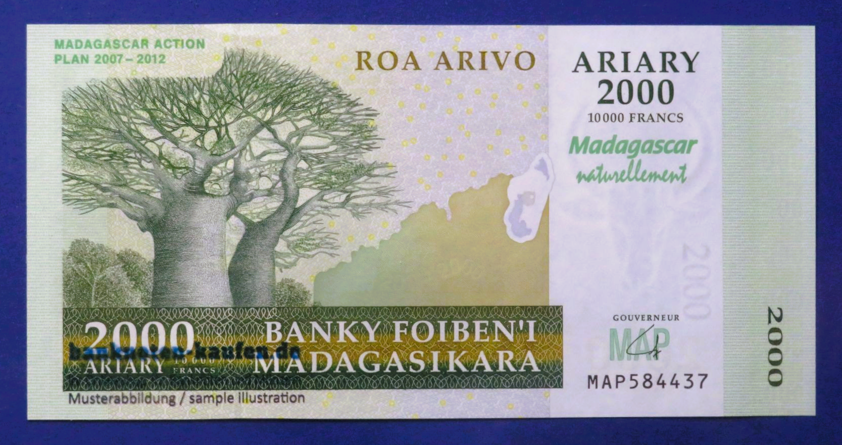 Madagaskar, 2.000 Ariary, 2007, kassenfrisch (UNC), Gedenkausgabe, P-93
