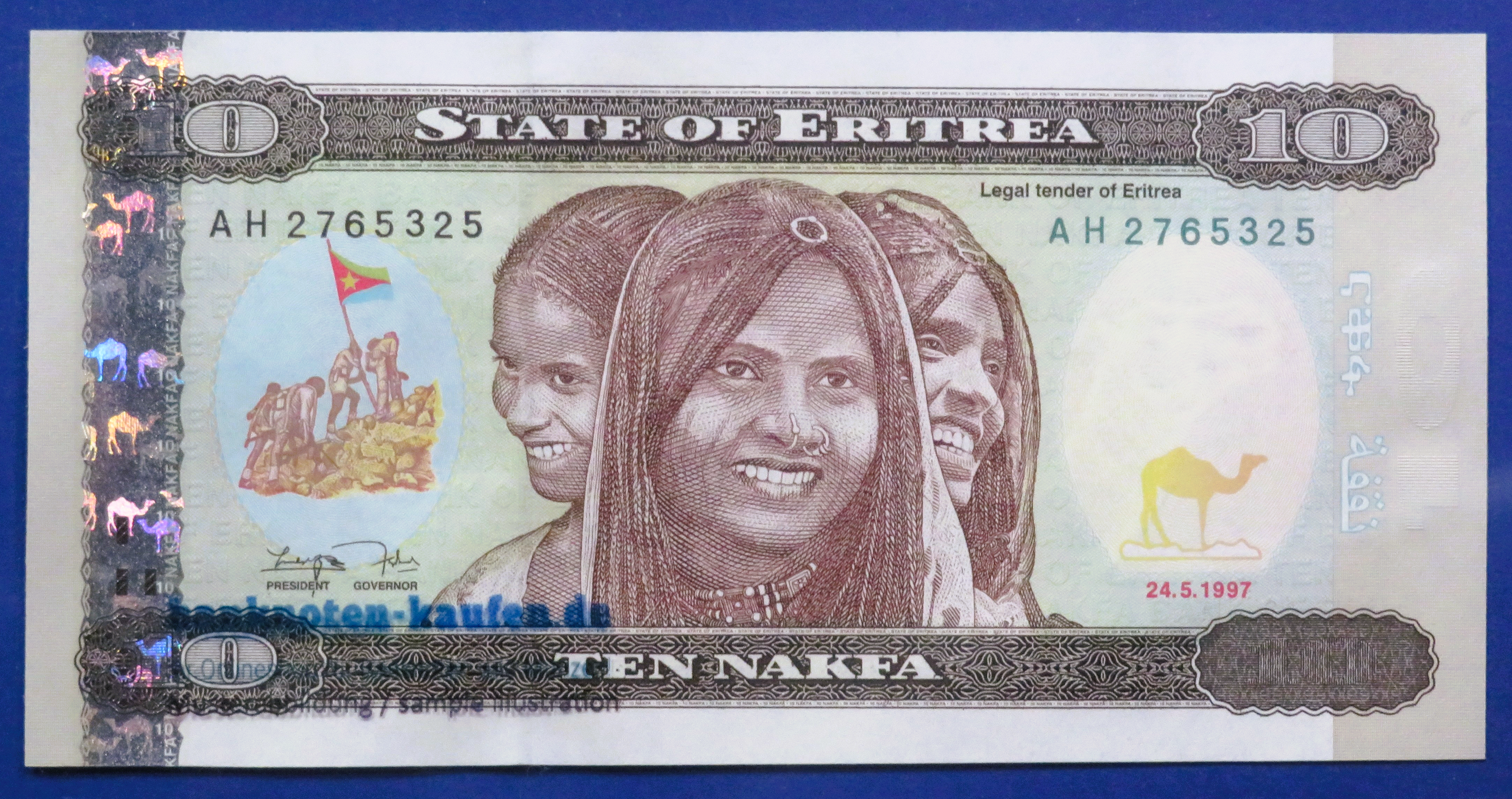 Eritrea, 10 Nakfa, 1997, about uncirculated (AU), P-3