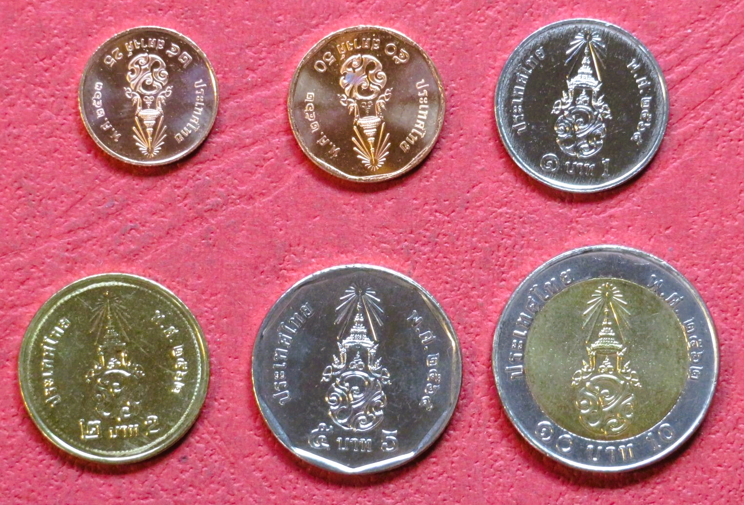 Thailand, set of 6 coins, 0,25-10 Baht, 2019-2021, uncirculated (UNC)