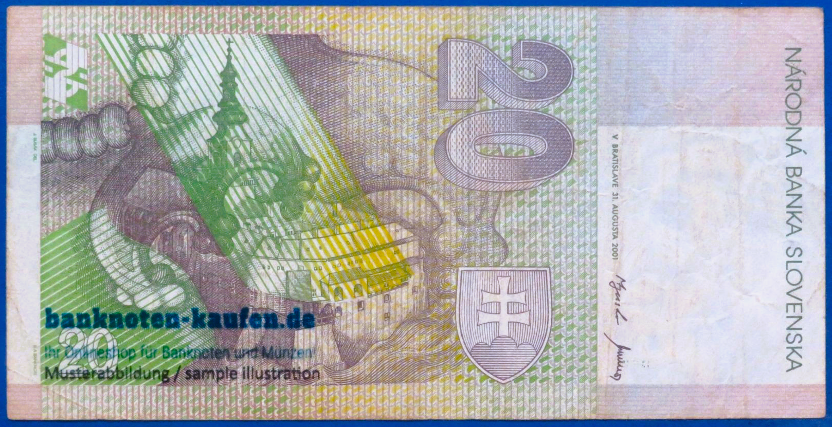 Slowakei, 20 Korun, 2001, gebraucht (USED / F), P-20e