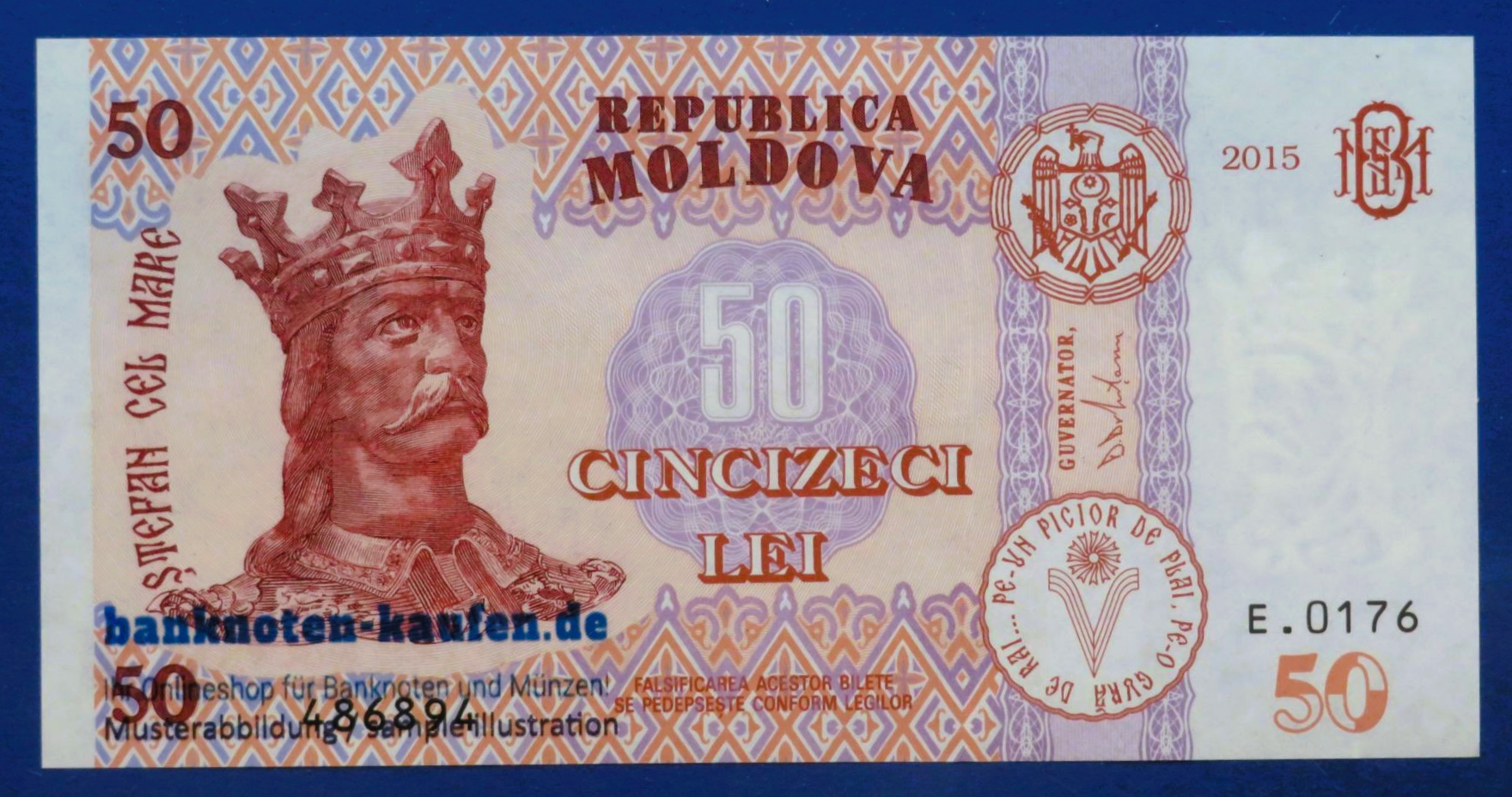 Moldawien, 50 Lei, 2015, kassenfrisch (UNC), P-24