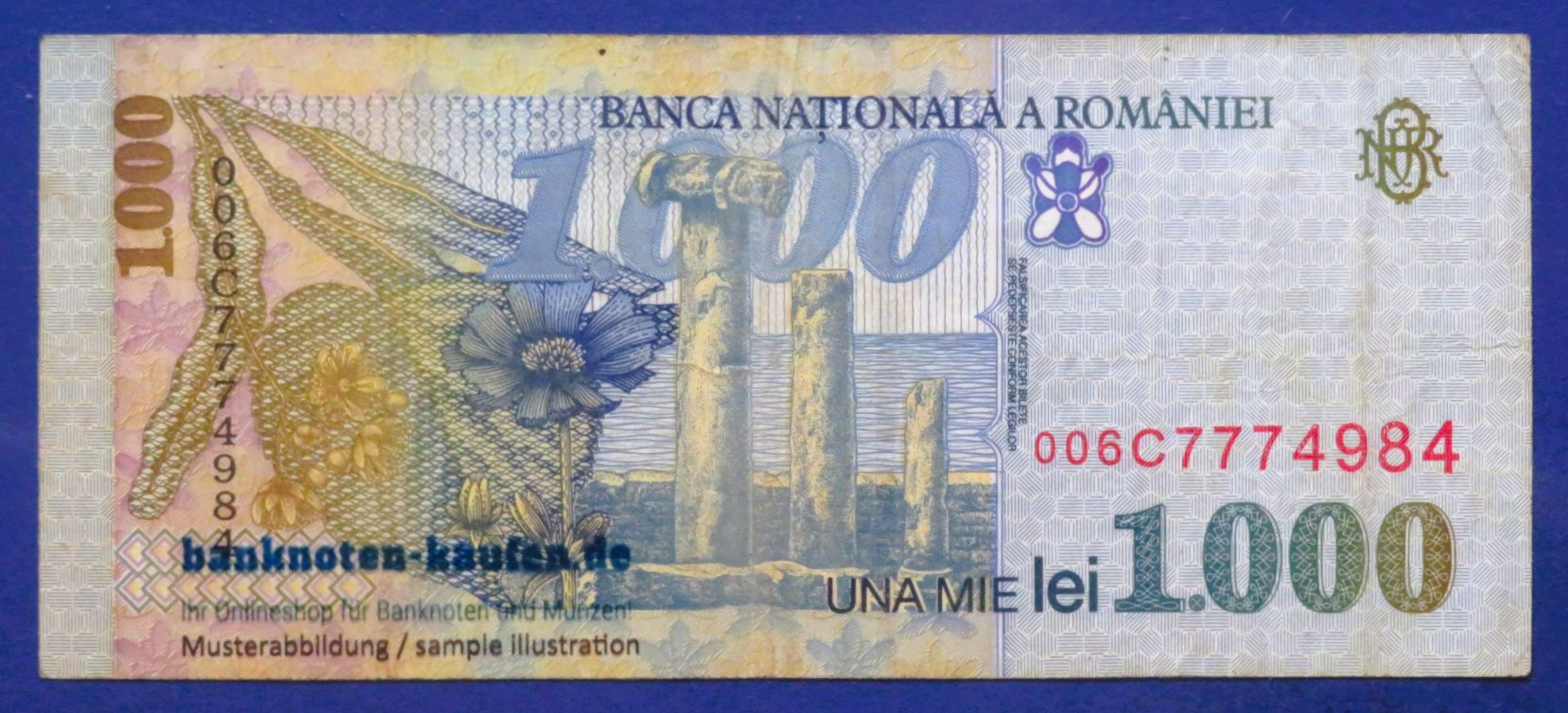 Romania - 1,000 Lei, 1998, circulated (USED / F), P-106