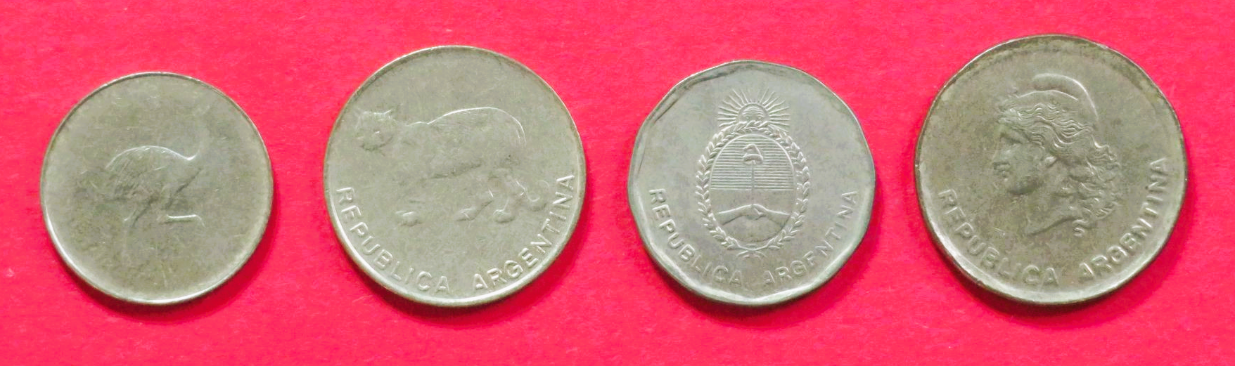 Argentina - Set 12:  1/5/10/50 Centavos, 1985-1988, circulated (used / vf), # 96-99