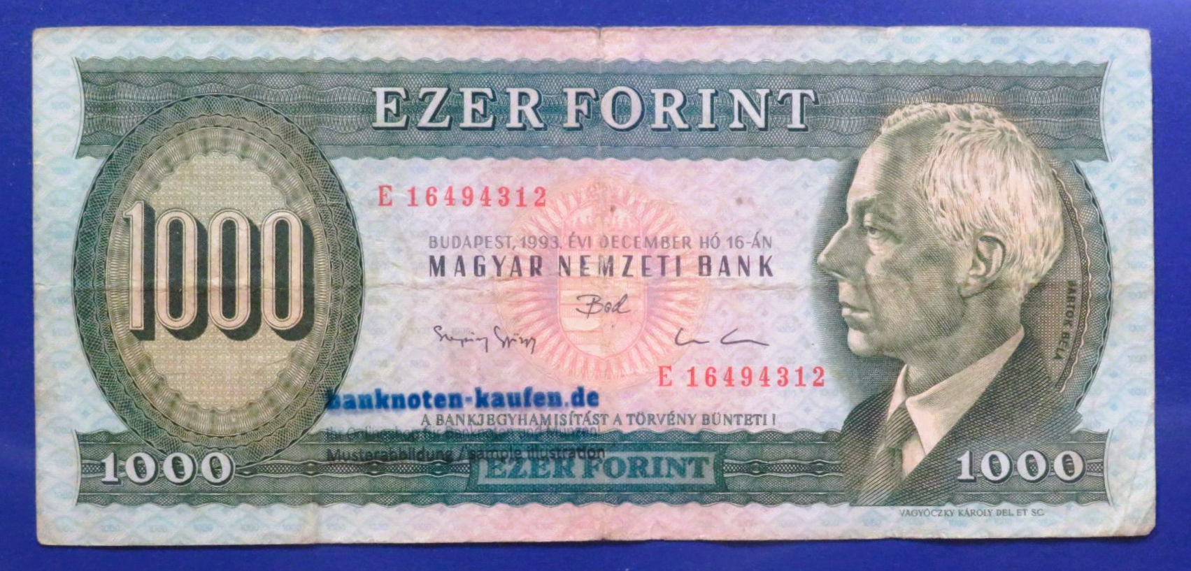 Hungary - 1,000 Forint, 1993, circulated (USED / F), P-176b
