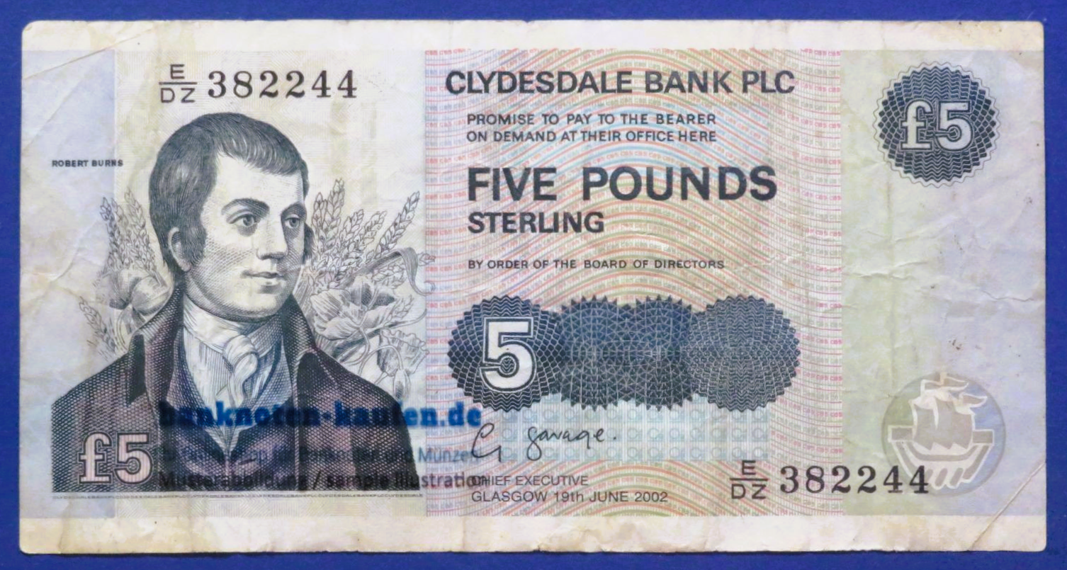 Scotland, 5 Pounds, 2002, circulated (USED / VF-), P-218d