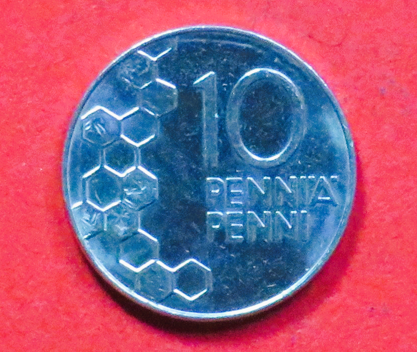 Finnland:  10 Penniä, 1990-2001, gebraucht (used / ss-vz), # 67