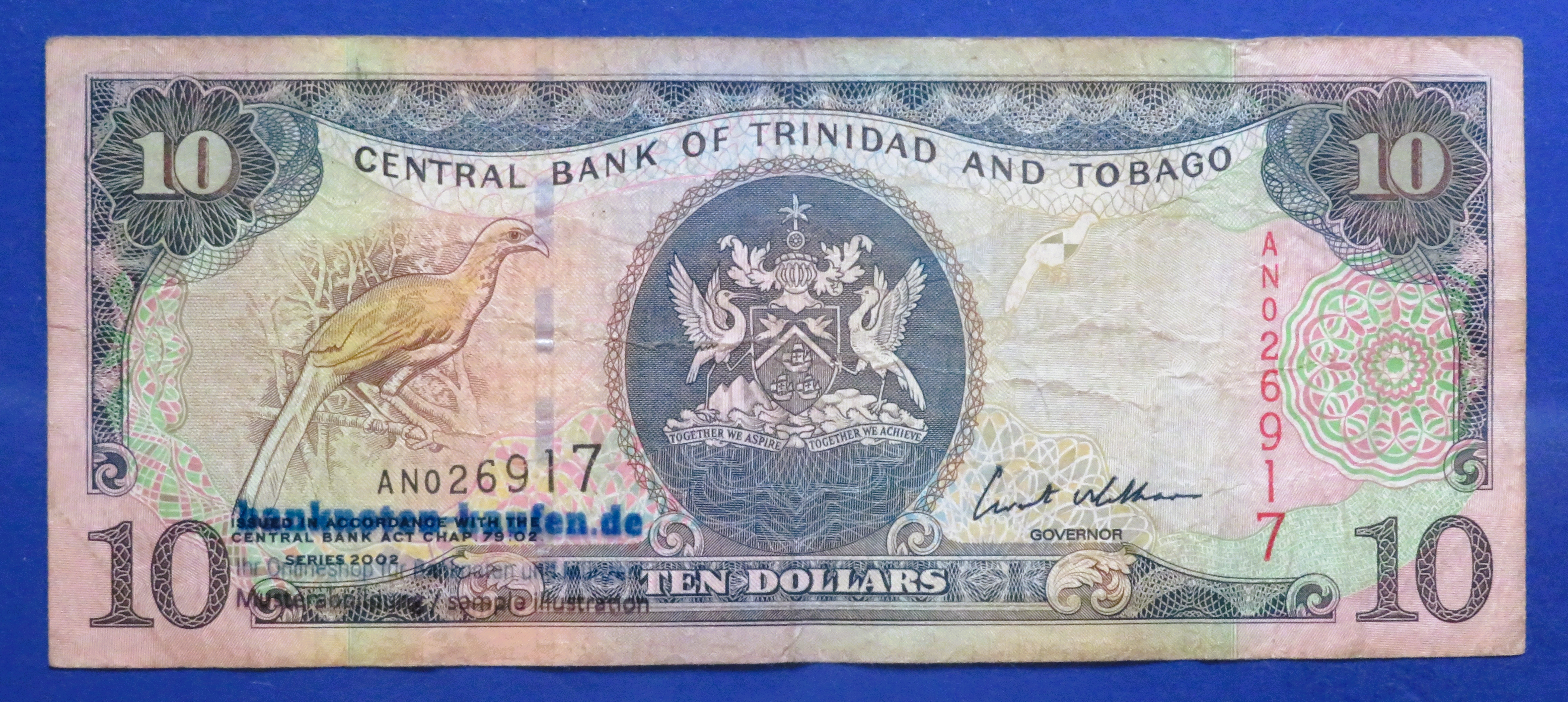 Trinidad and Tobago, 10 Dollars, 2002, circulated (USED / F), P-43