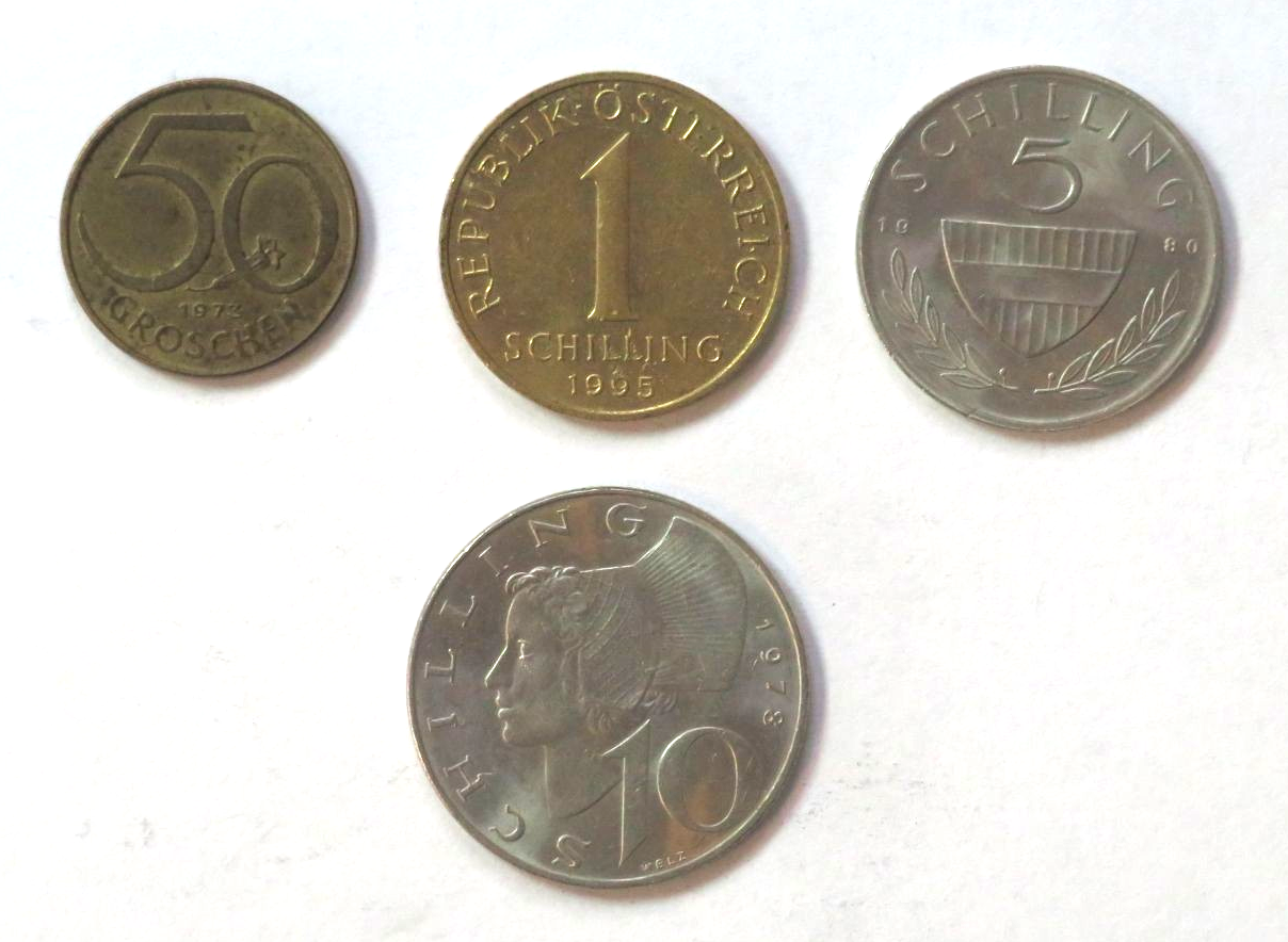 Austria - Set 6: 0,5/1/5/10 Schilling, 1959-2001 circulated (USED / vf)