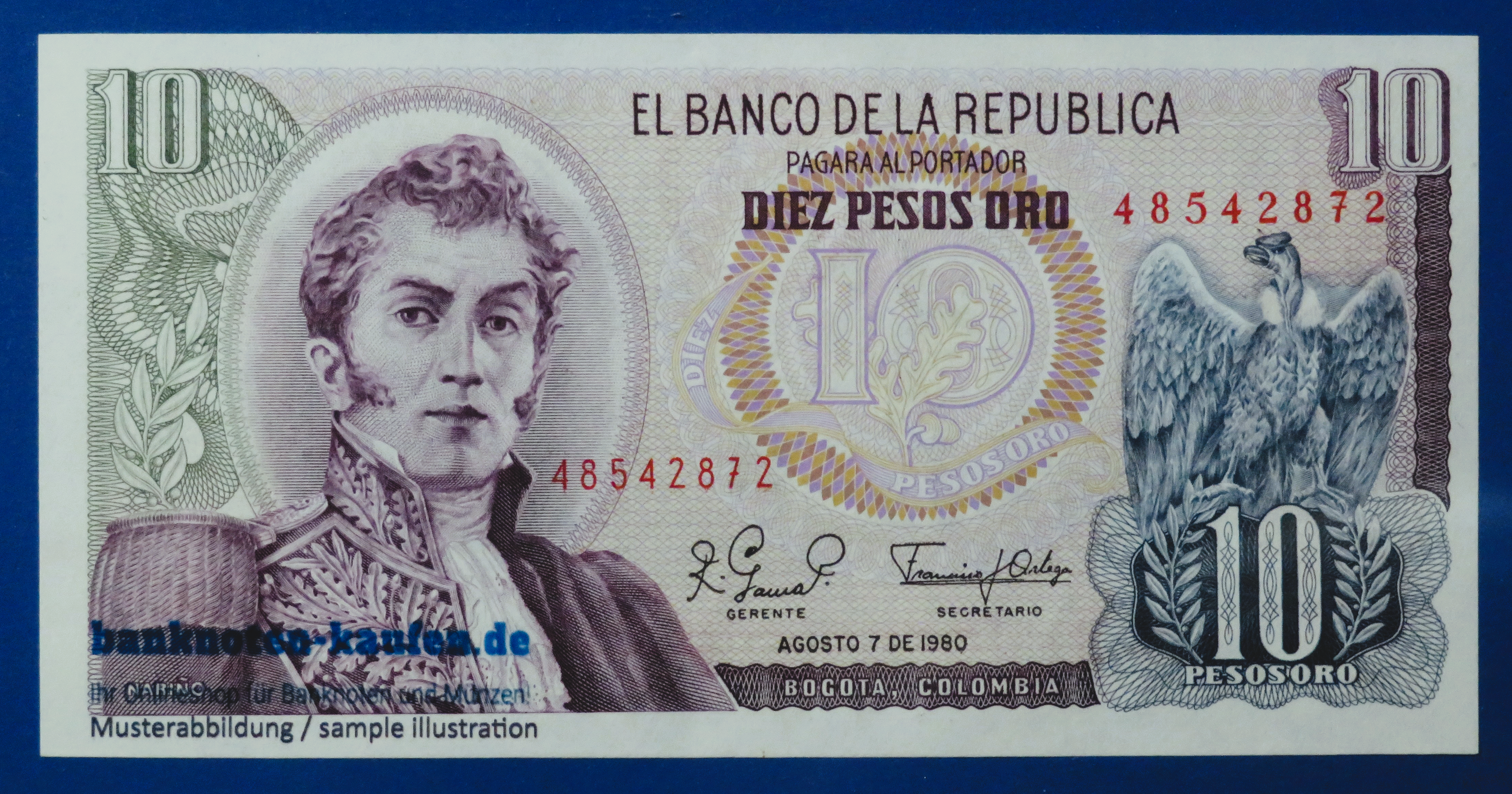 Colombia, 10 Pesos oro, 1980, uncirculated (UNC), P-407g