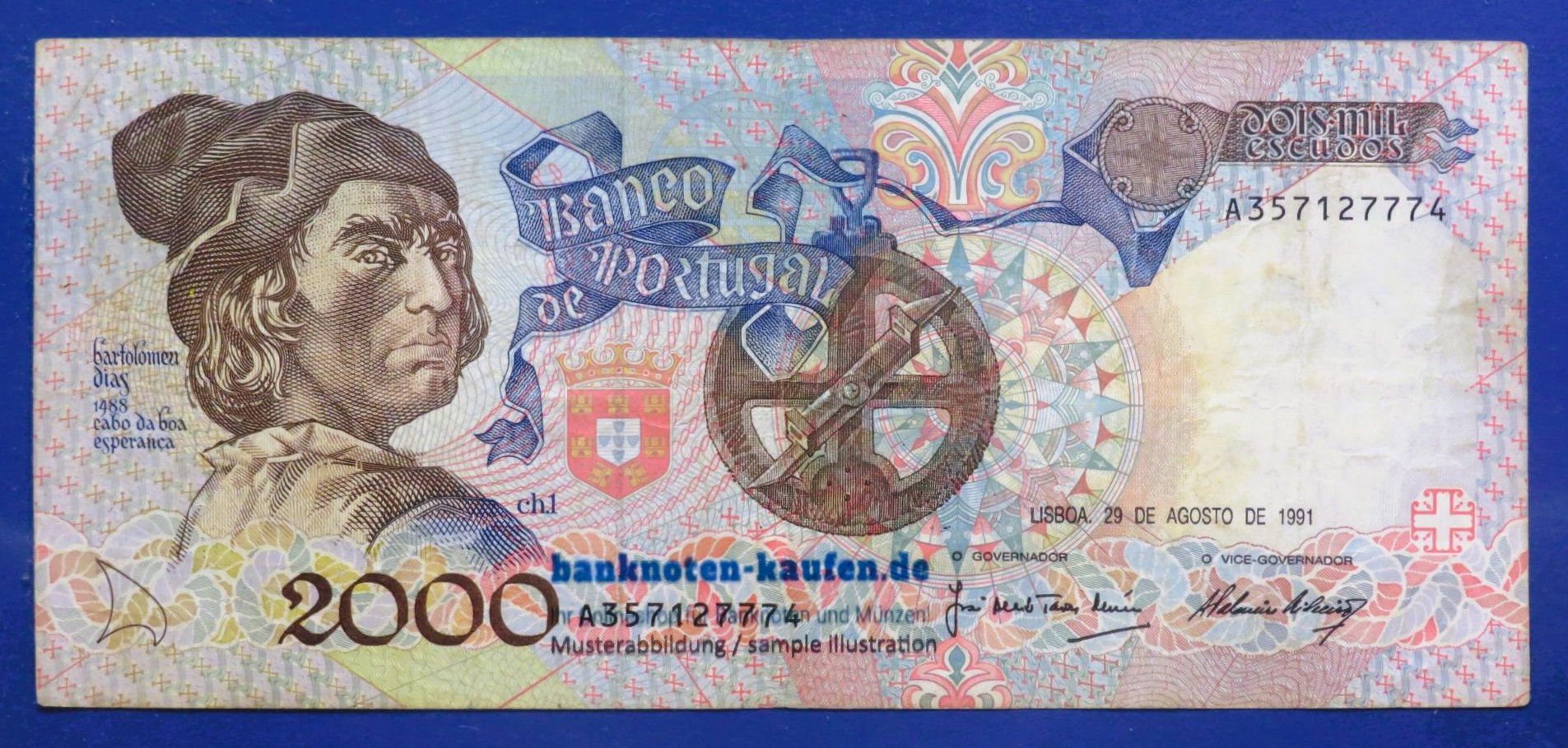 Portugal, 2.000 Escudos, 1991, gebraucht (USED / F), P-186b