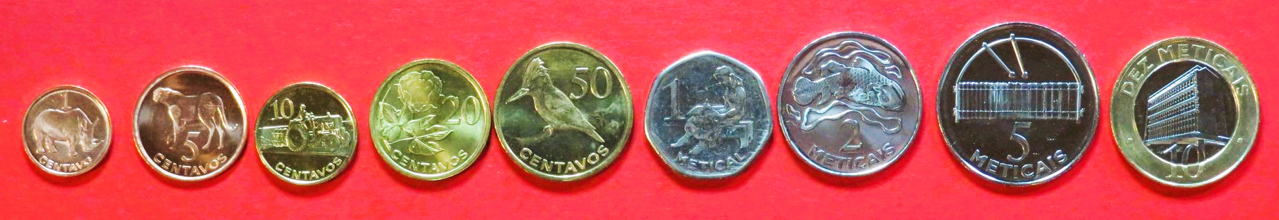 Mozambique, 1/5/10/20/50 Centavos + 1/2/5/10 Meticais, 2006, uncirculated (UNC)