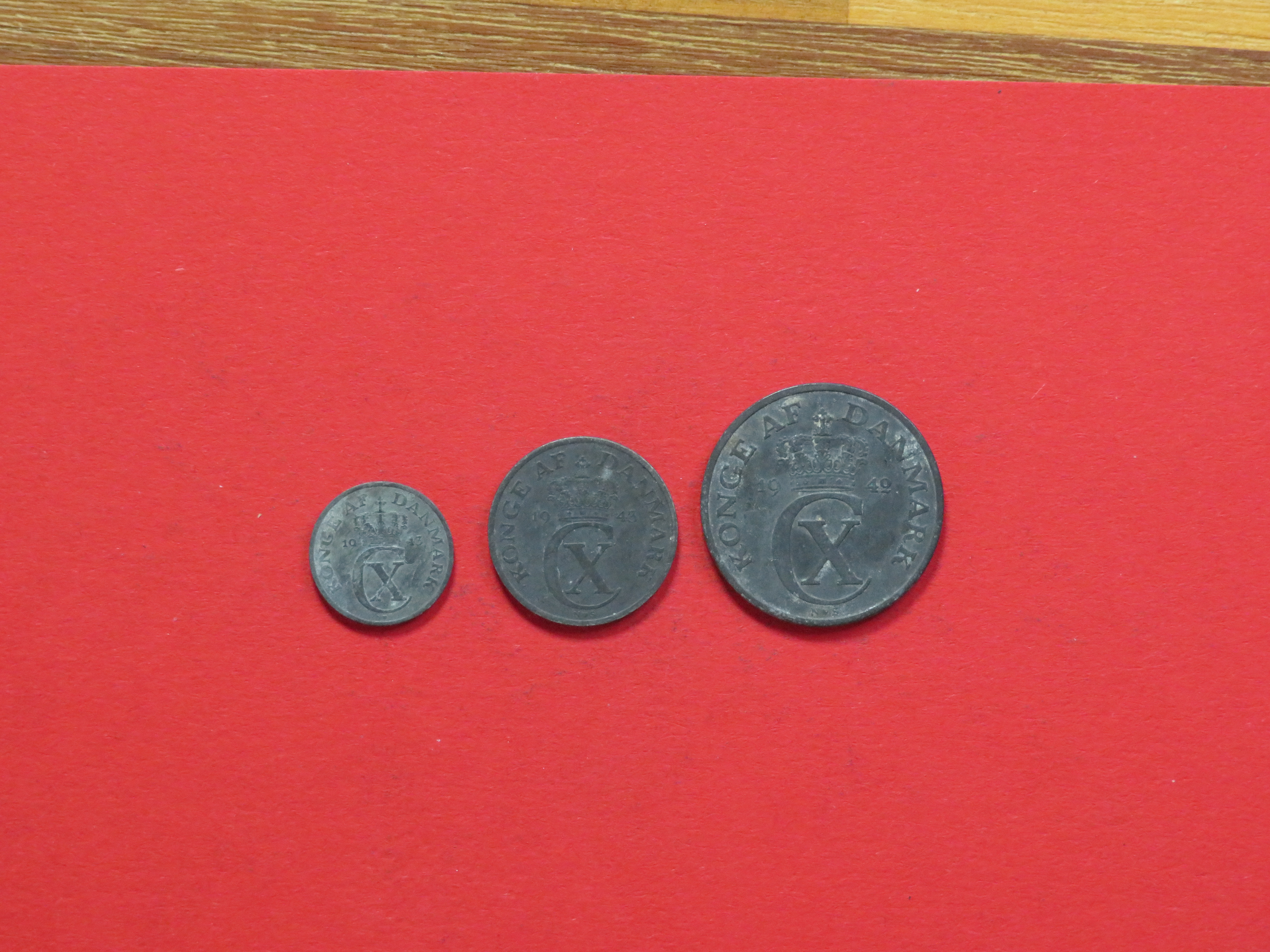 Denmark - Set:  1/2/5 Öre, 1943/1942, circulated (used / vf), # 45a/46a/47a