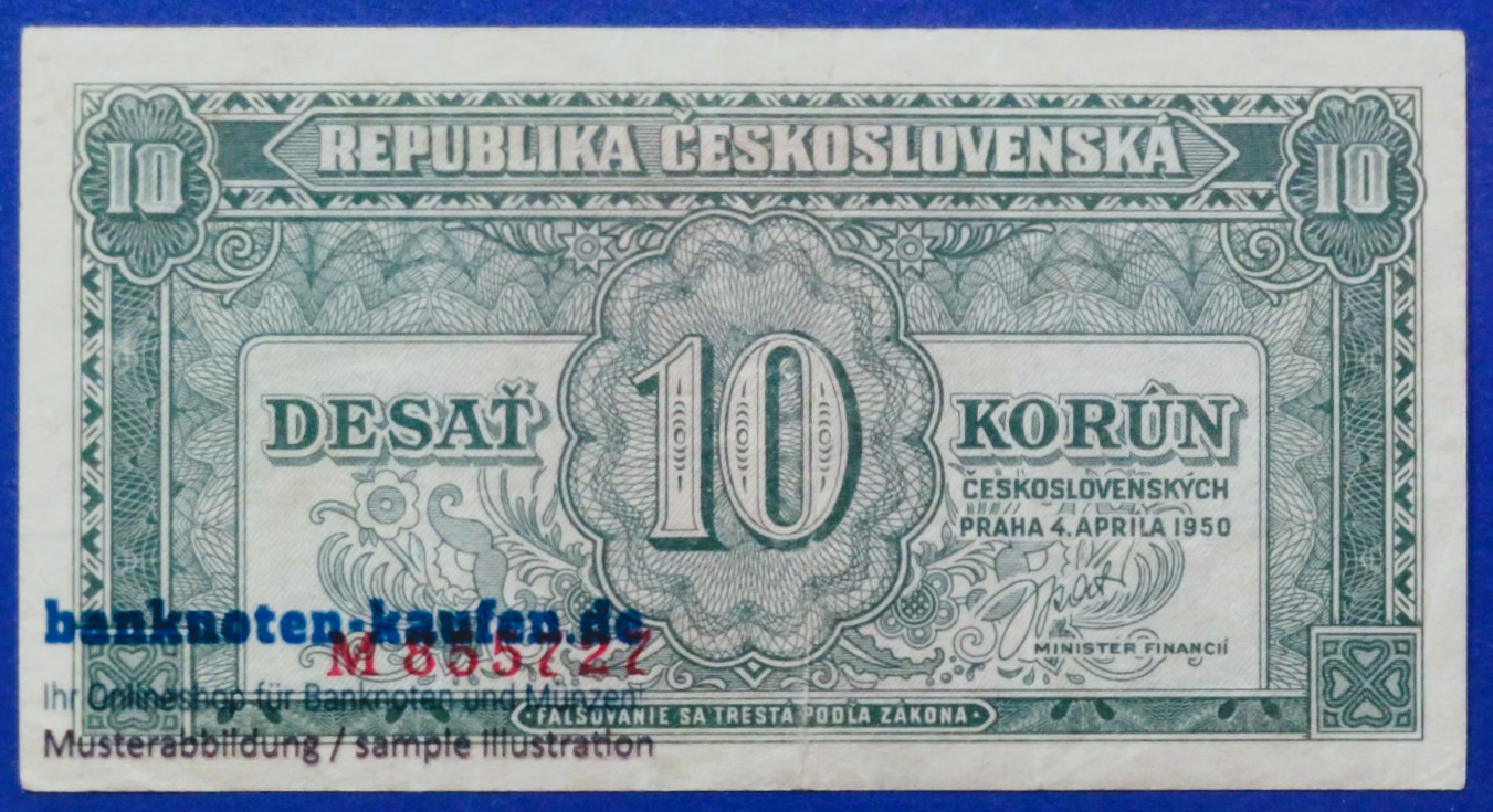 Czechoslovakia, 10 Korun, 1950,  circulated (USED / VF), P-70