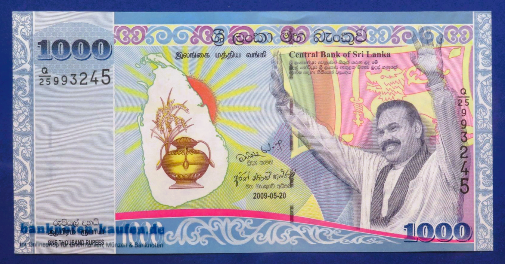 Sri Lanka, 1.000 Rupien, 2009, fast kassenfrisch (AU), Gedenkausgabe, P-122