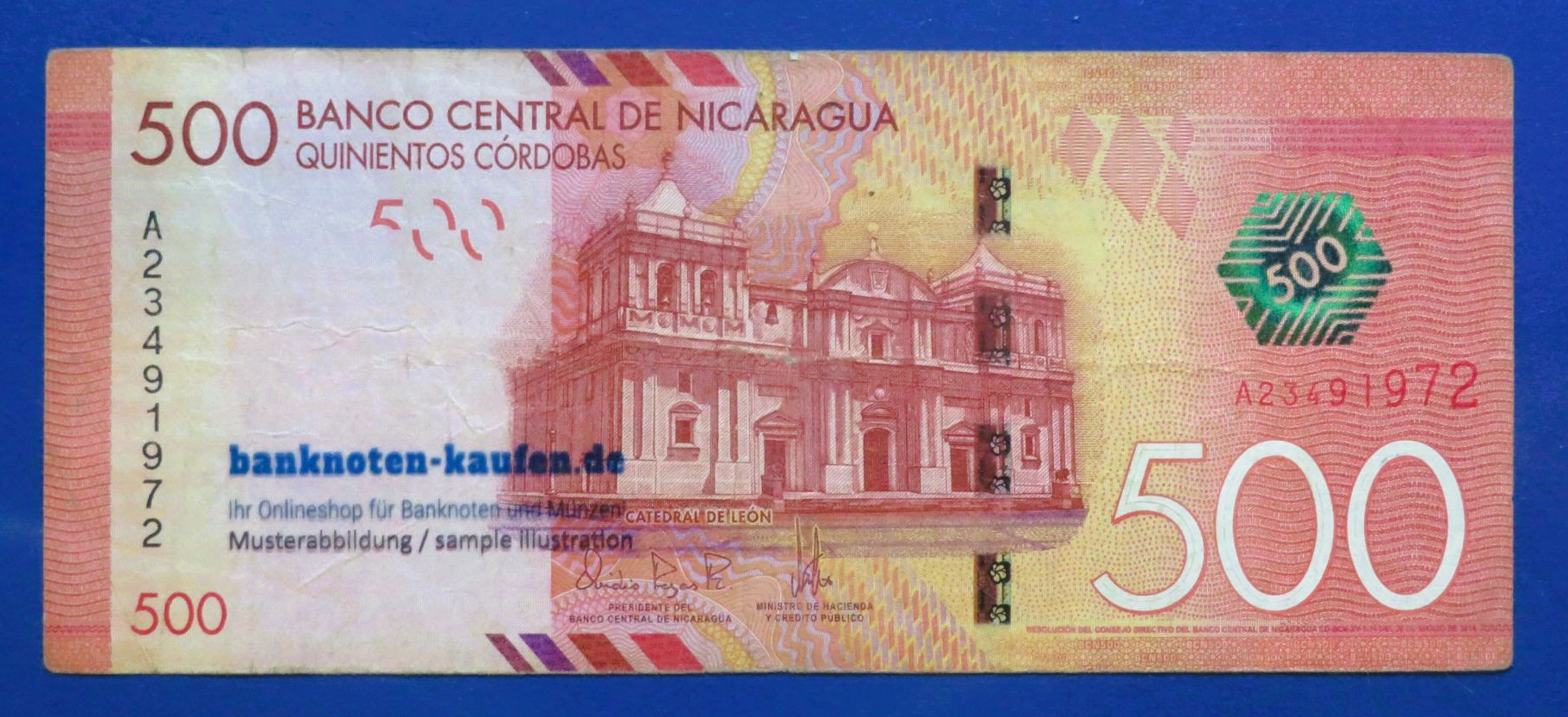Nicaragua, 500 Cordobas, 2014, circulated (USED / F+), P-214
