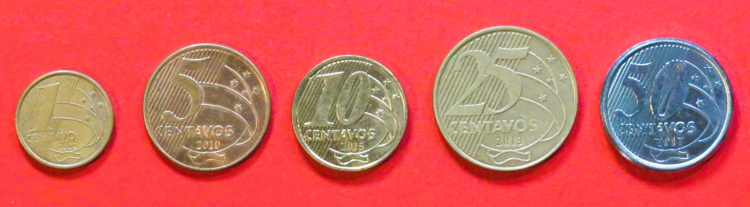 Brazil - Set 10: 1/5/10/25/50 Centavos, 1998+, circulated (used / vf)