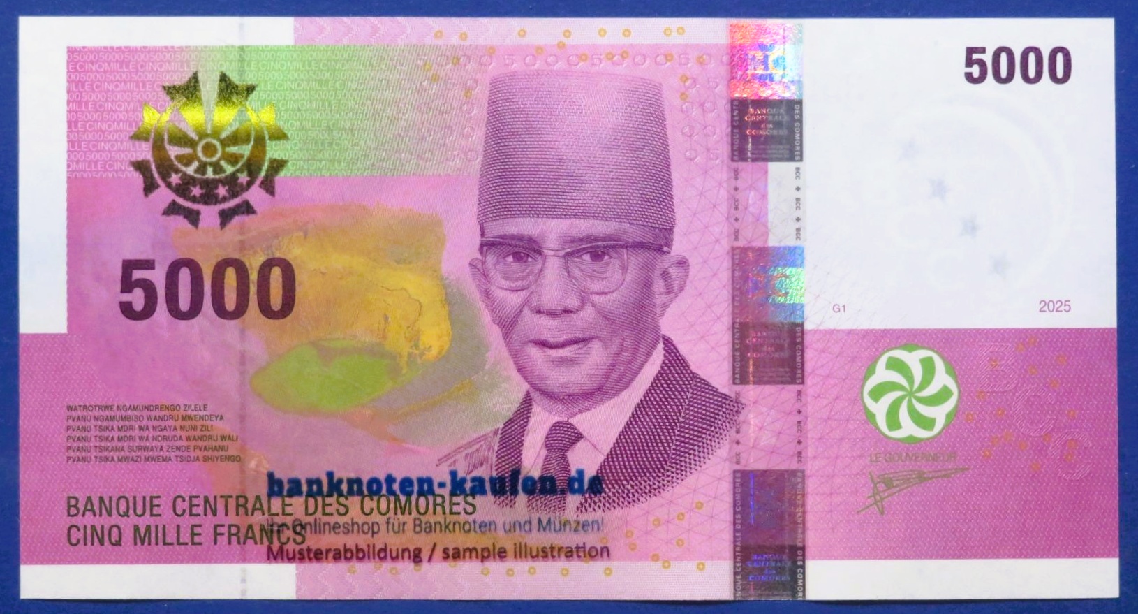 Comoros - 5,000 Francs, 2025, uncirculated (UNC), P-new