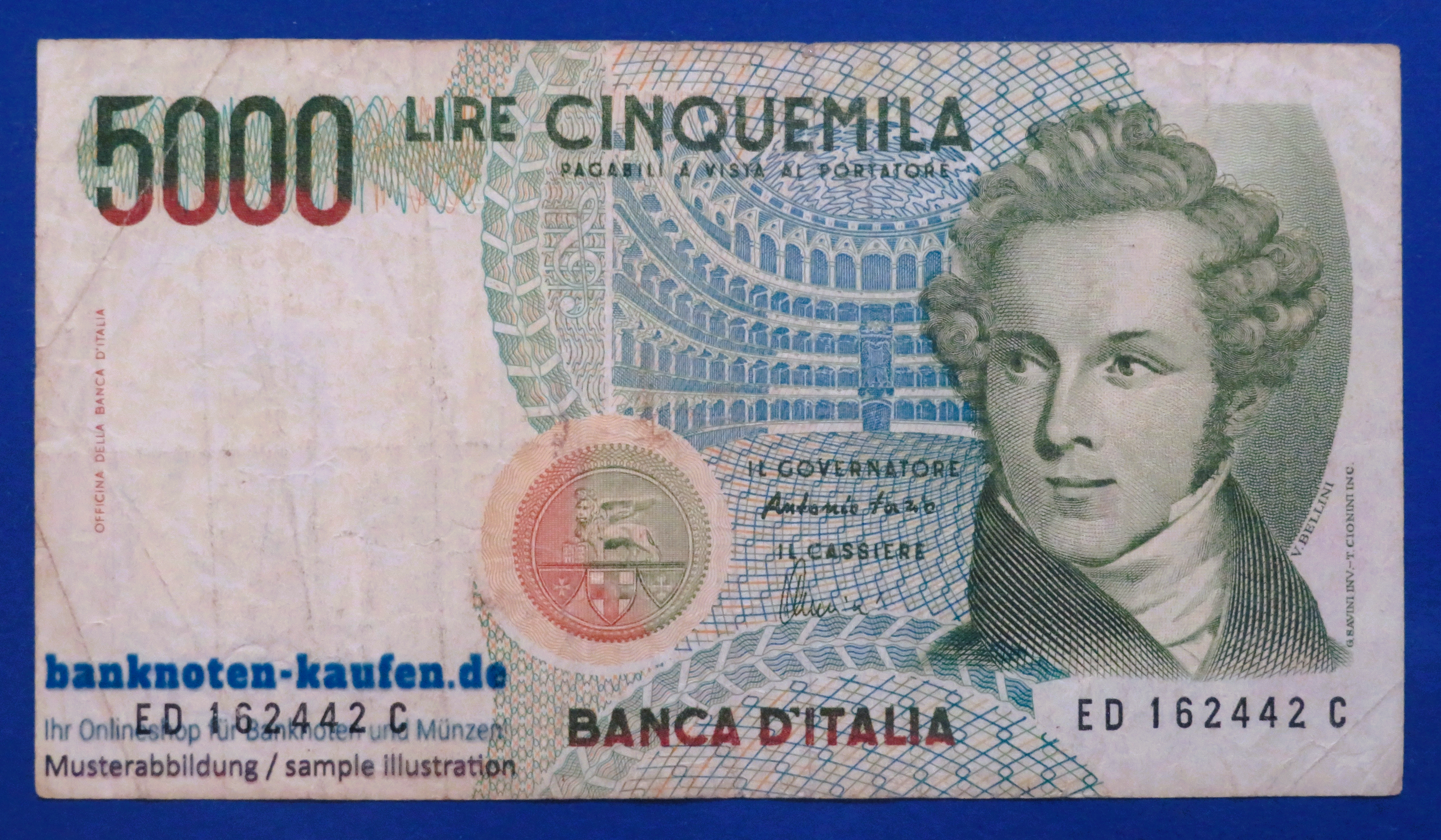 Italien, 5.000 Lire, 1985, gebraucht (USED / F), P-111c