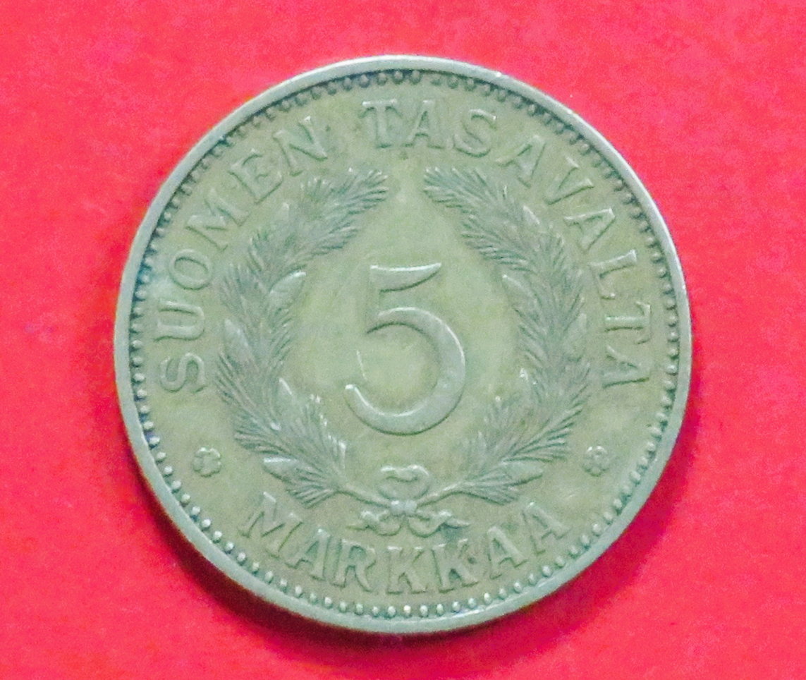 Finnland:  5 Markkaa, 1932, gebraucht (used / ss), # 32