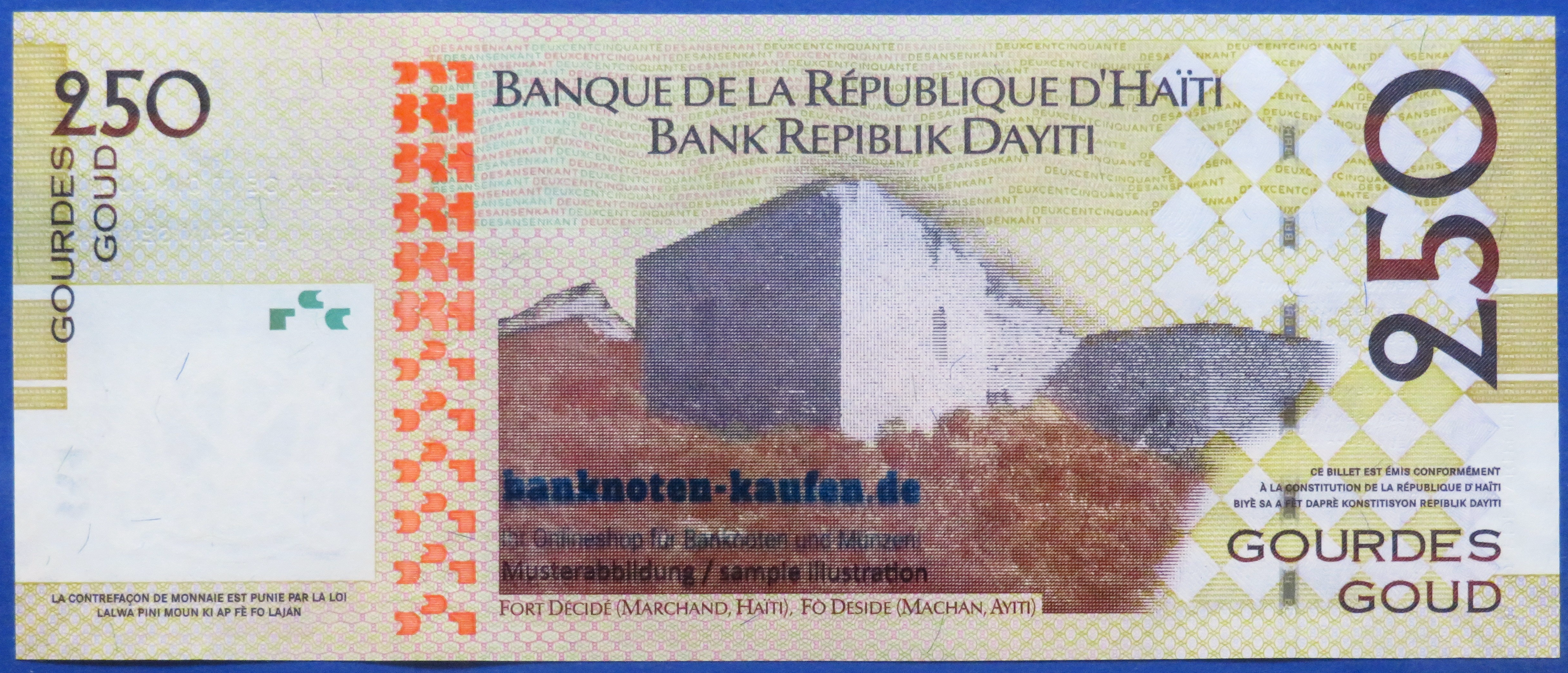 Haiti, 250 Gourdes, 2023, kassenfrisch (UNC), Gedenkausgabe, P-276h