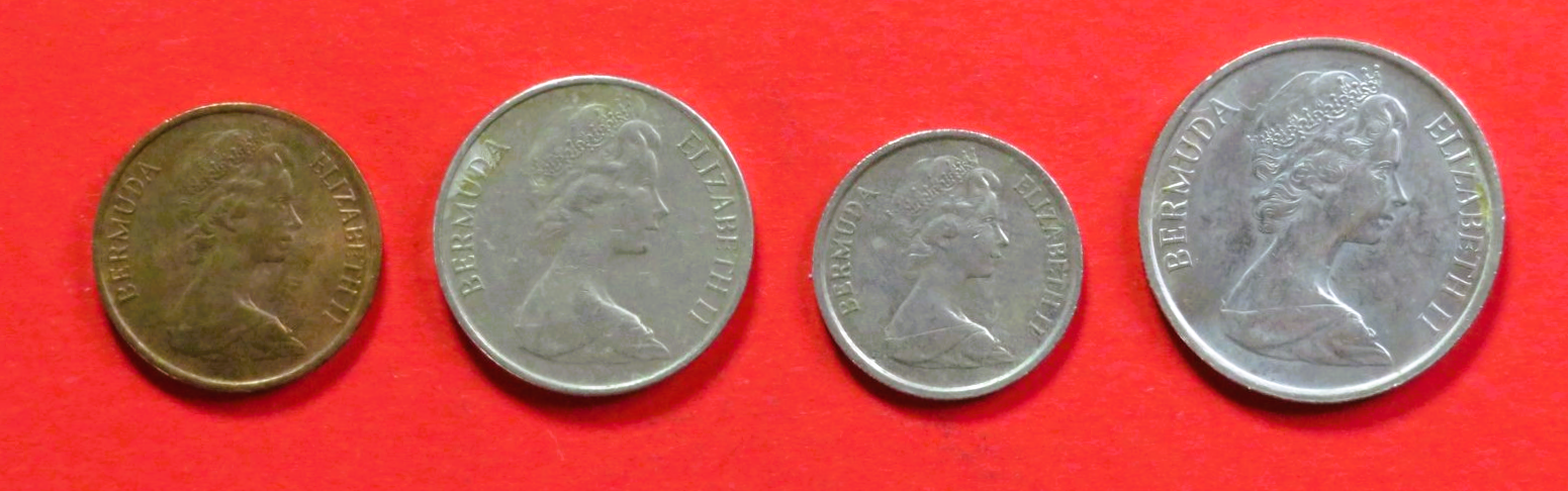 Bermuda - Set 1:  1/5/10/25 Cents, 1970-1985, gebraucht (USED / ss)